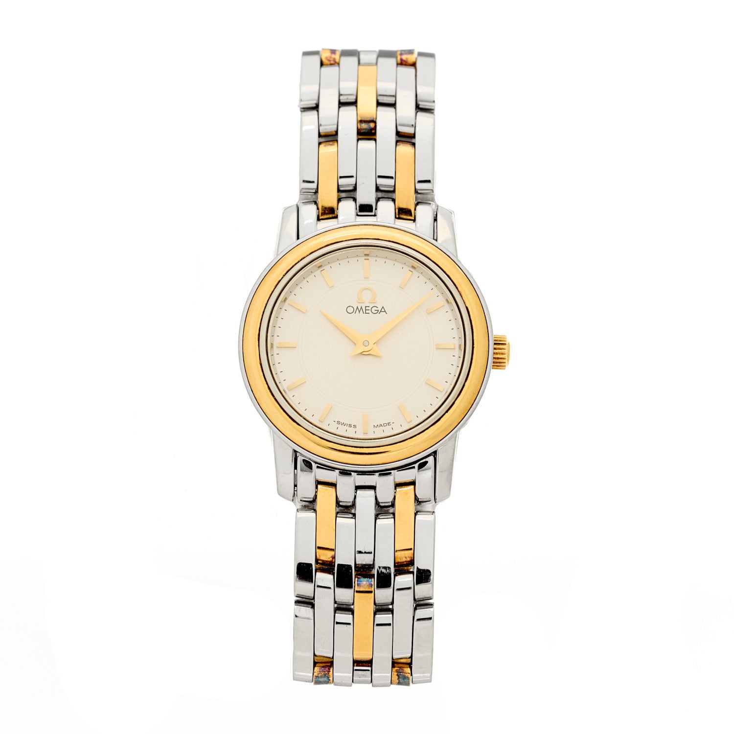 Omega Stainless Steel 18K Yellow Gold 22mm Quartz Watch Silver 4370.31.00 1 of 4
