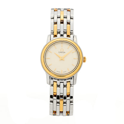 Omega Stainless Steel 18K Yellow Gold 22mm Quartz Watch Silver 4370.31.00 1 of 4