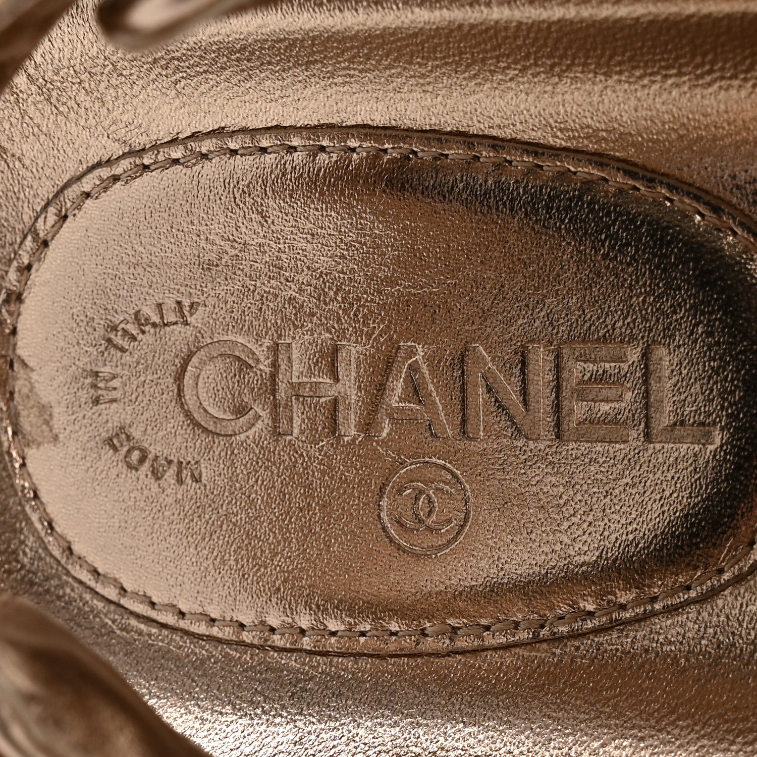 Chanel Iridescent Lambskin Quilted Velcro Dad Sandals 36.5 Light Bronze 8 of 10