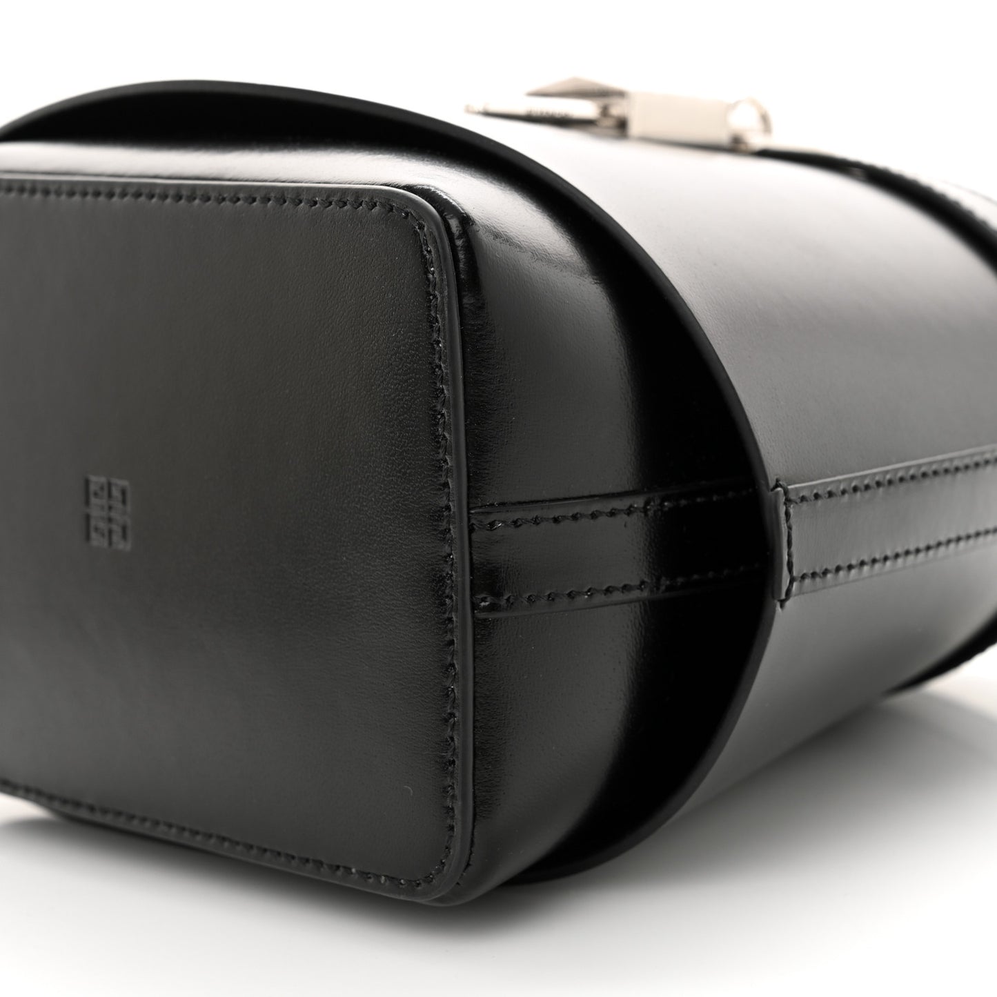 Box Calfskin Shark Lock Bucket Bag Black