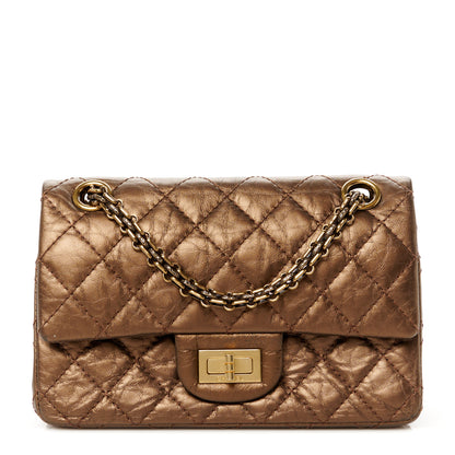 Chanel Metallic Glazed Calfskin 2.55 Reissue 224 Flap Brown 1 of 11