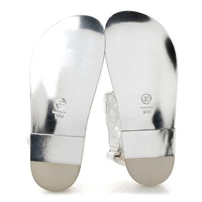 Chanel Laminated Lambskin Quilted Velcro Dad Sandals 36.5 White 6 of 10