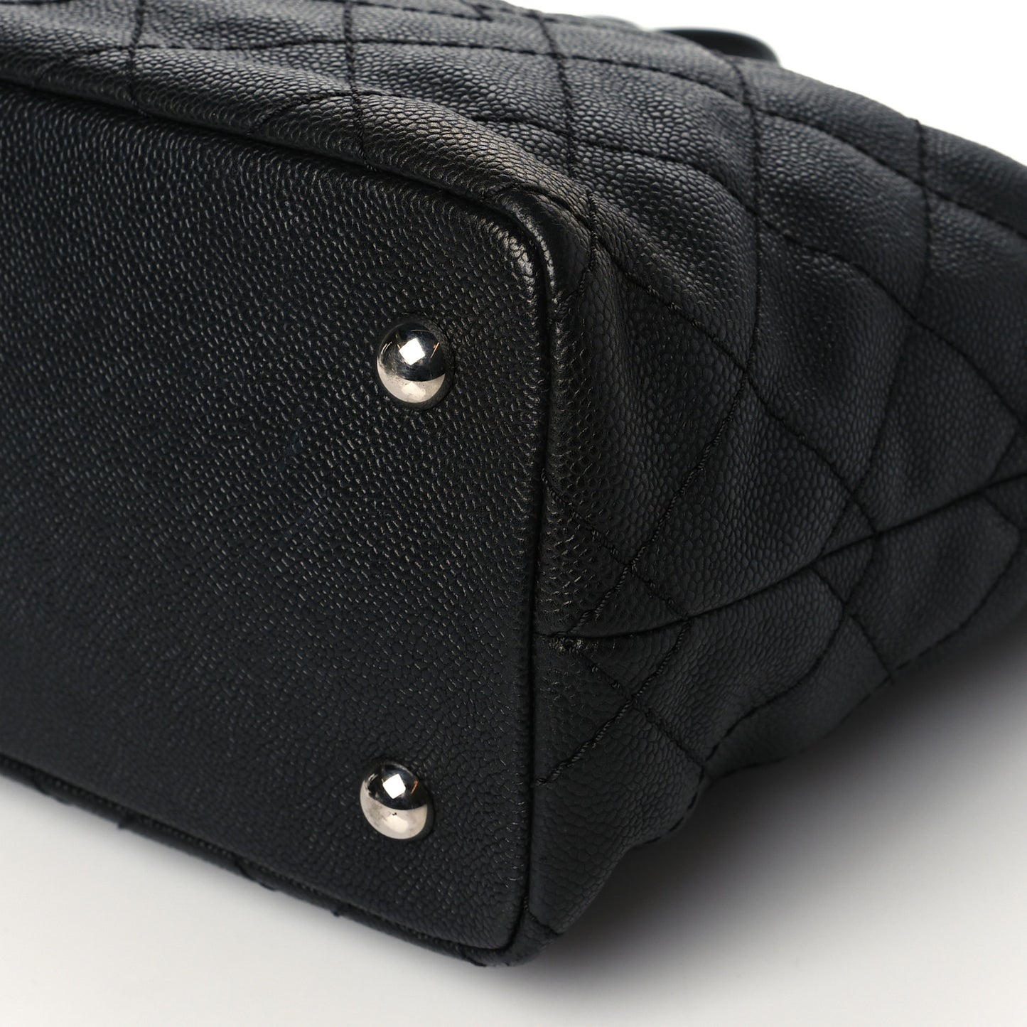 Grained Calfskin Quilted Small Daily Shopping Tote Black