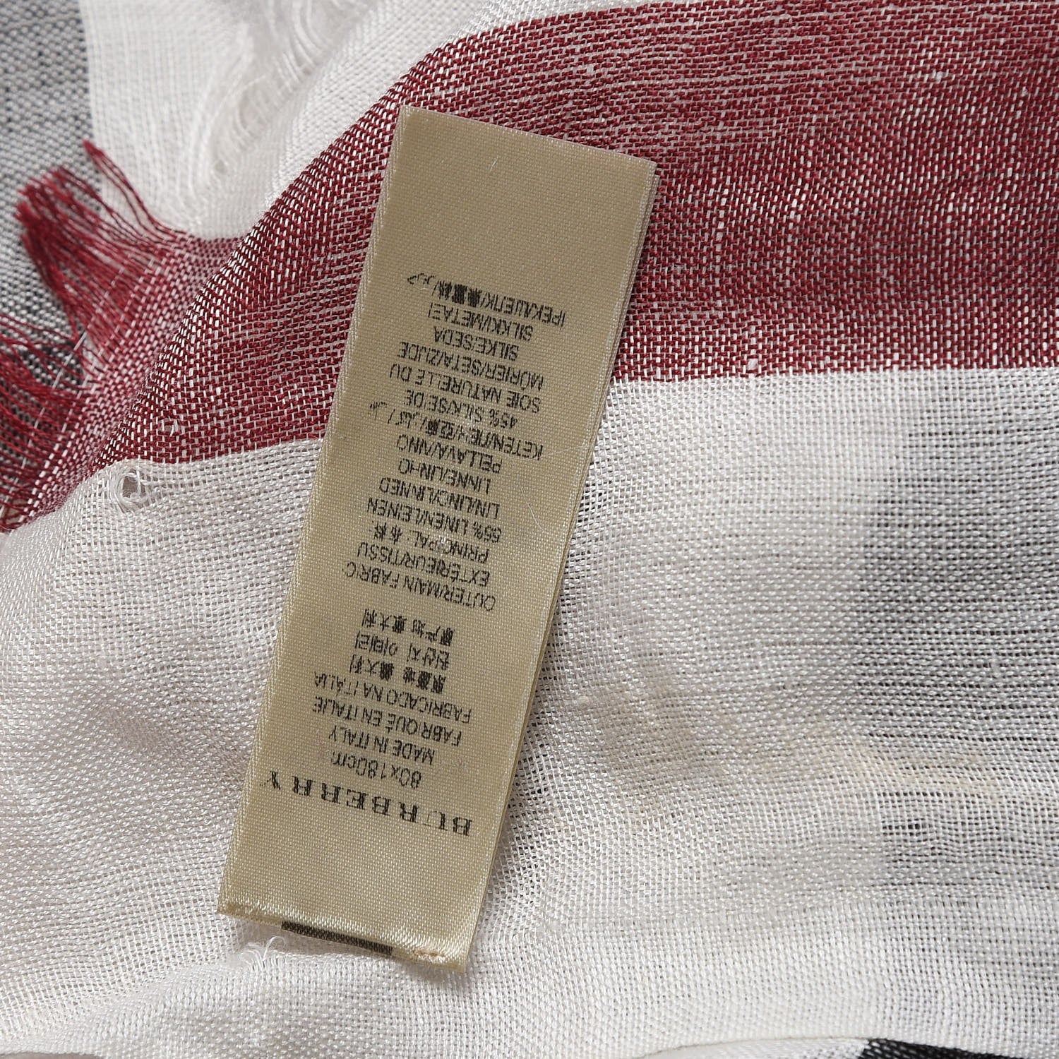 Burberry Linen Silk Giant Check Lightweight Scarf Ivory 7 of 7