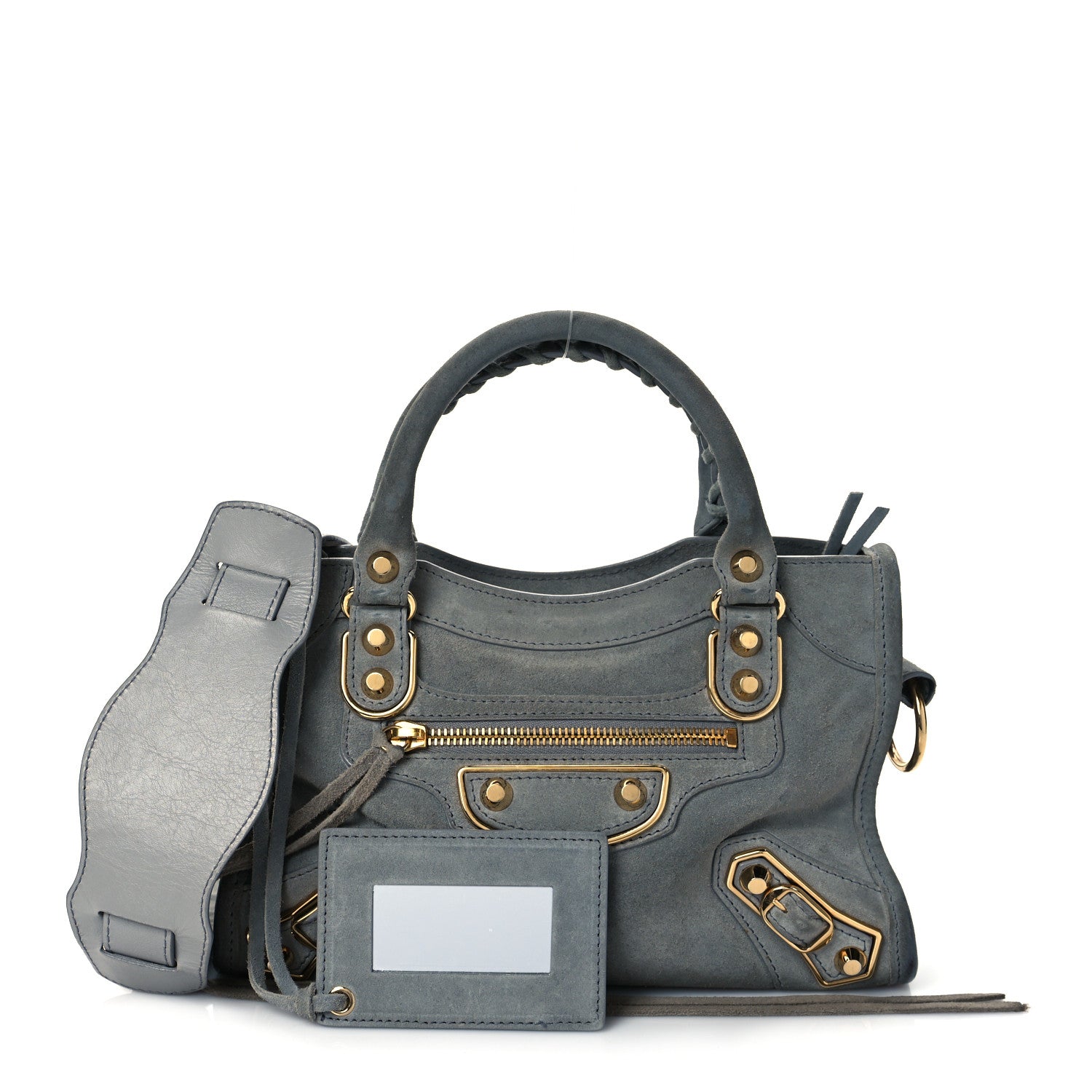 Balenciaga Baby Daim Suede Gold Metallic Edge Hardware Mini City Gris Acier 1 of 9