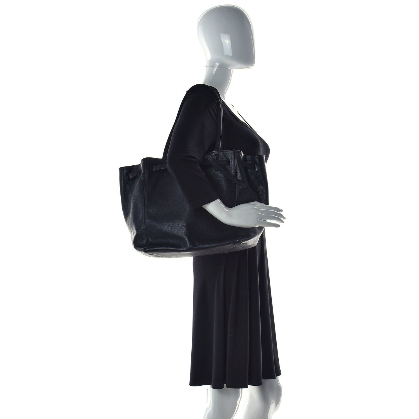 Soft Grained Calfskin Small Belt Cabas Phantom Black