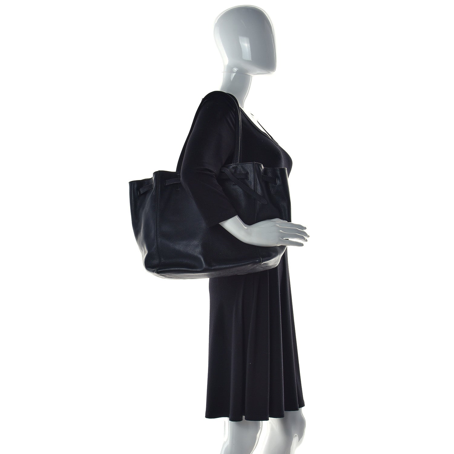 Celine Soft Grained Calfskin Small Belt Cabas Phantom Black 3 of 18