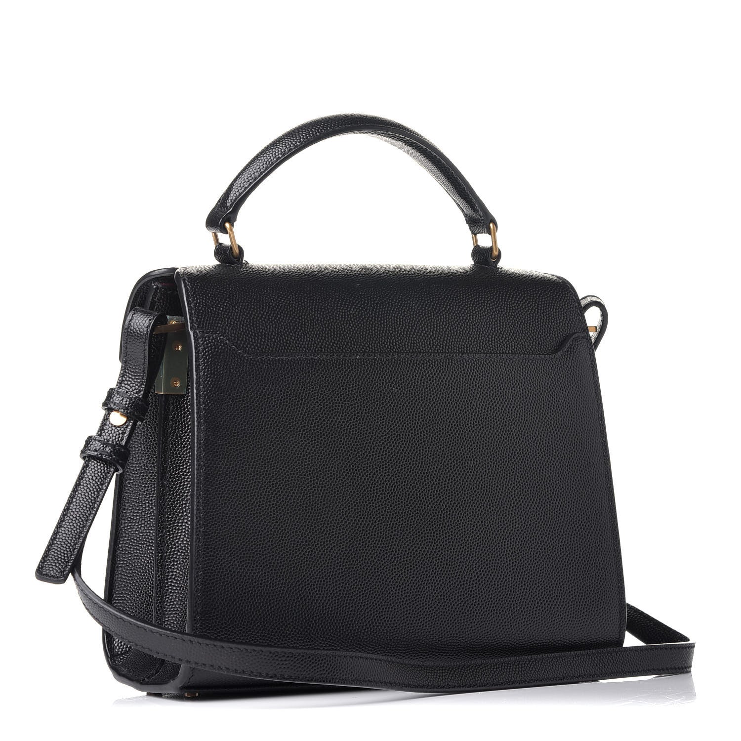 Saint Laurent Grain de Poudre Mini Classic Monogram Cassandra Top Handle Black Rouge Legion 3 of 8