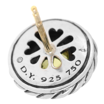 David Yurman Sterling Silver 18K Yellow Gold Peridot Cookie Cable Earrings 5 of 5