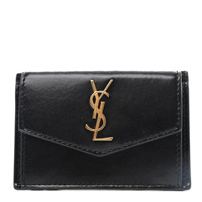 Saint Laurent Calfskin Uptown Monogram Card Case Black 1 of 4
