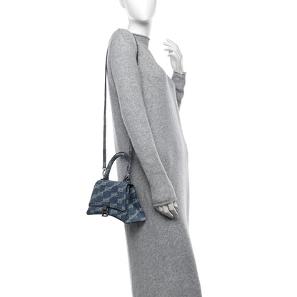 Balenciaga Denim BB Monogram Small Hourglass Top Handle Bag Blue 3 of 11