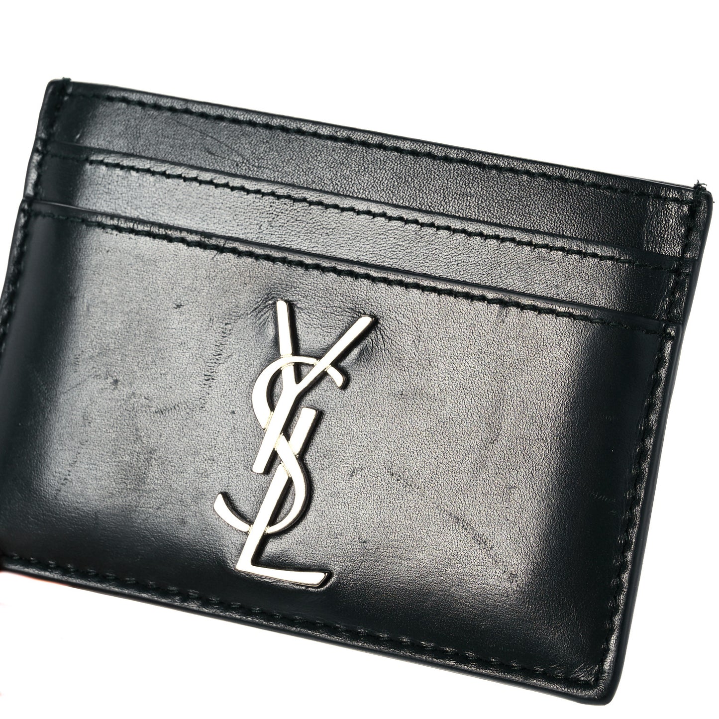Calfskin Monogram Credit Card Case Dark Green