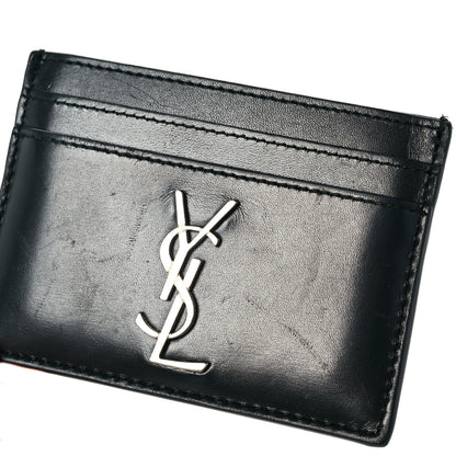 Saint Laurent Calfskin Monogram Credit Card Case Dark Green 7 of 10