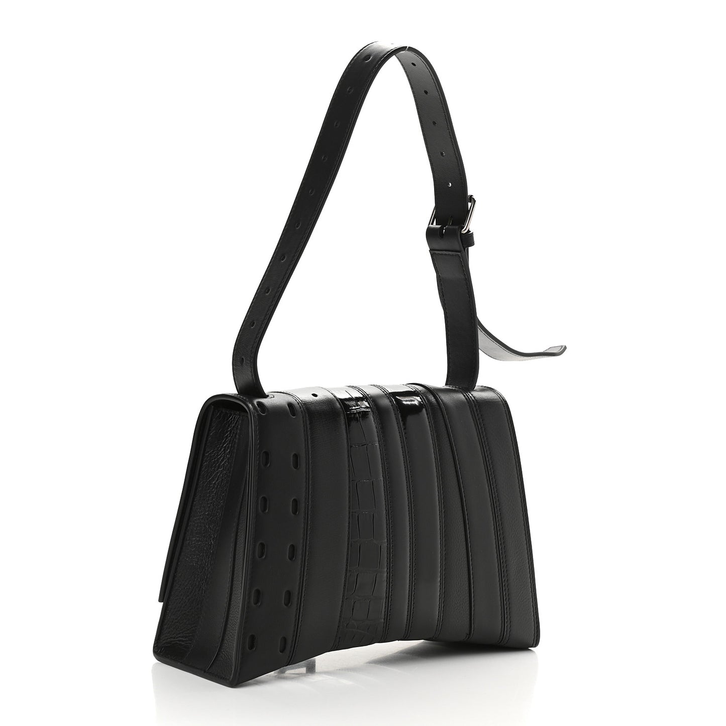 Multibelt Hourglass Top Handle Bag Black