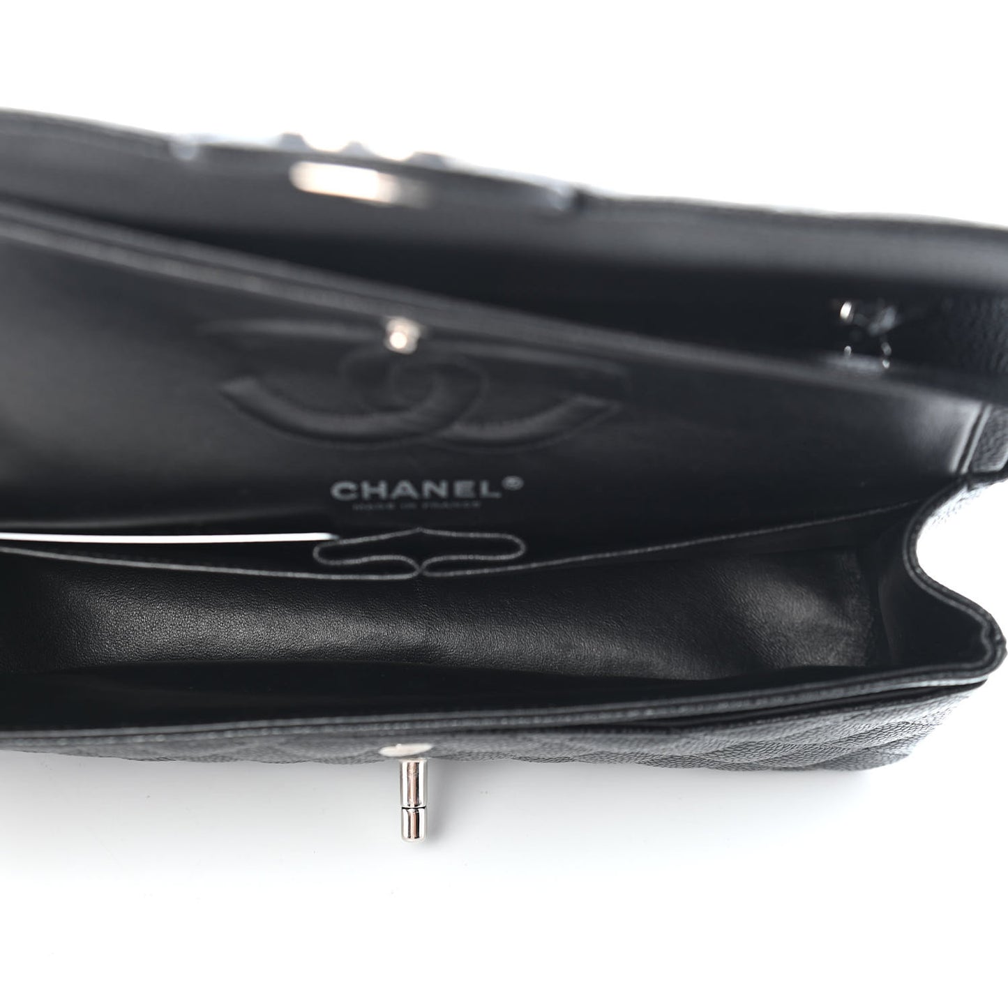 Caviar Quilted Medium Double Flap Black