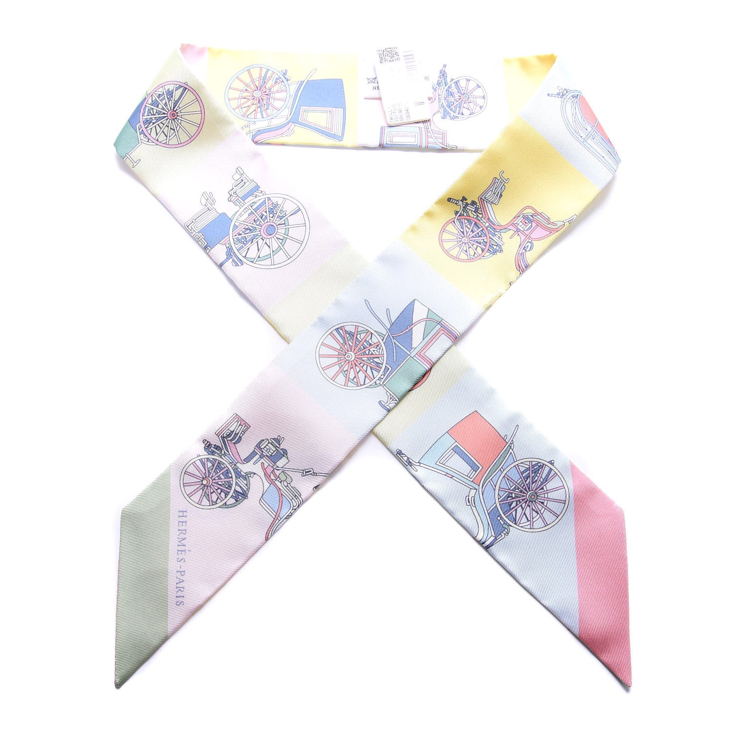 Hermes Silk Les Voitures Exquises Twilly Rose Pale Jaune Pale 1 of 4