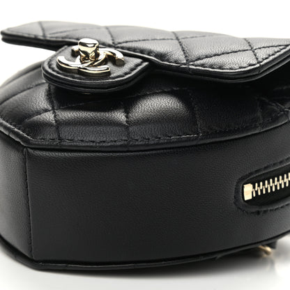 Chanel Lambskin Quilted CC In Love Heart Waist Belt Bag With Chain Black 9 of 11