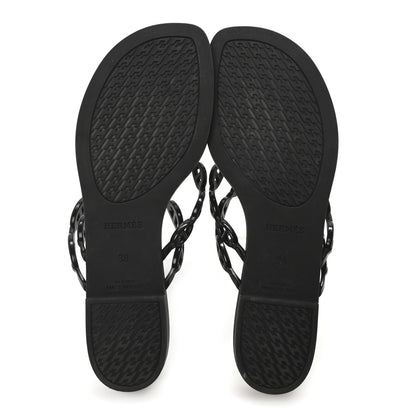 Hermes Rubber Womens Island Sandals 38 Black 6 of 8