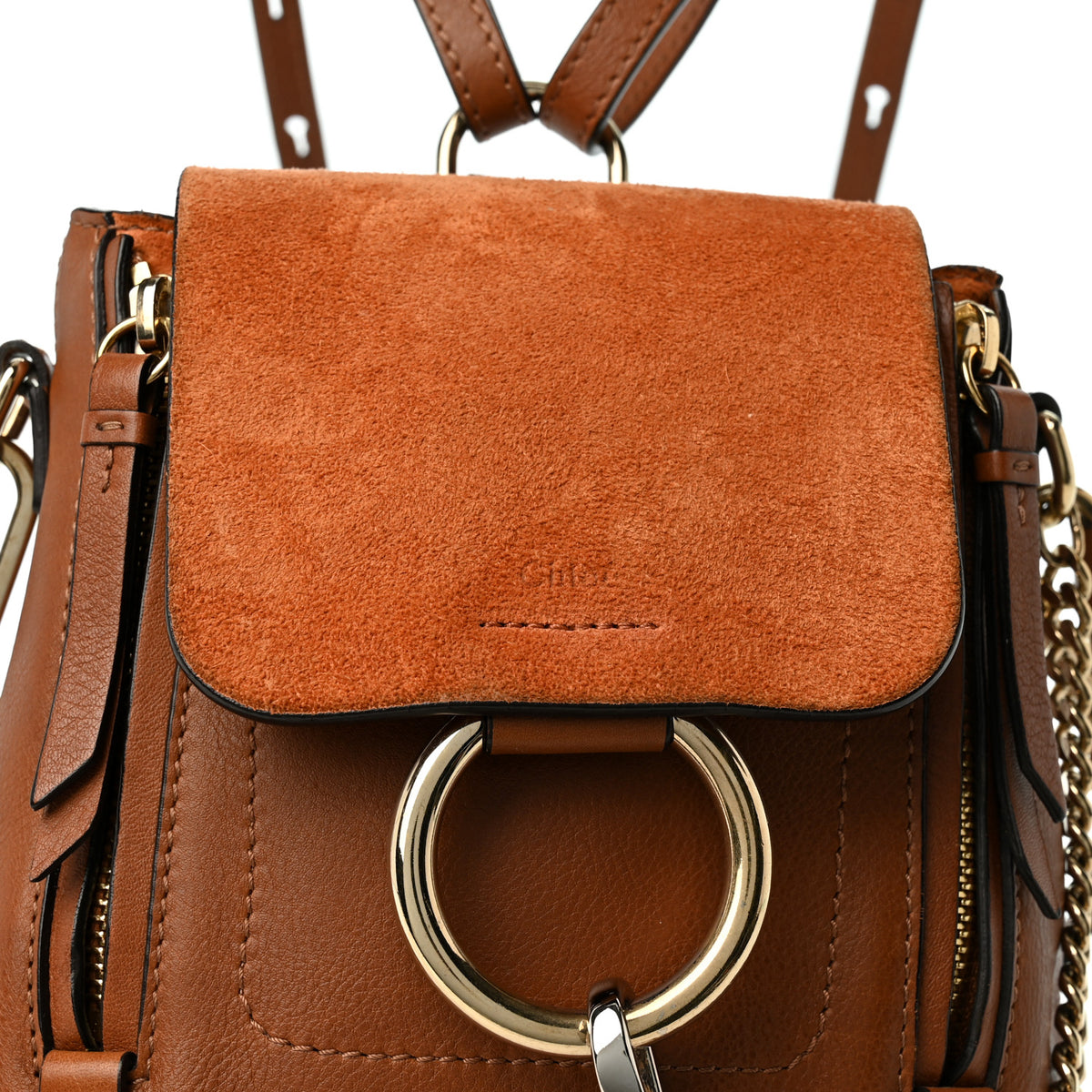 Chloe Suede Calfskin Mini Faye Backpack Tan 7 of 10