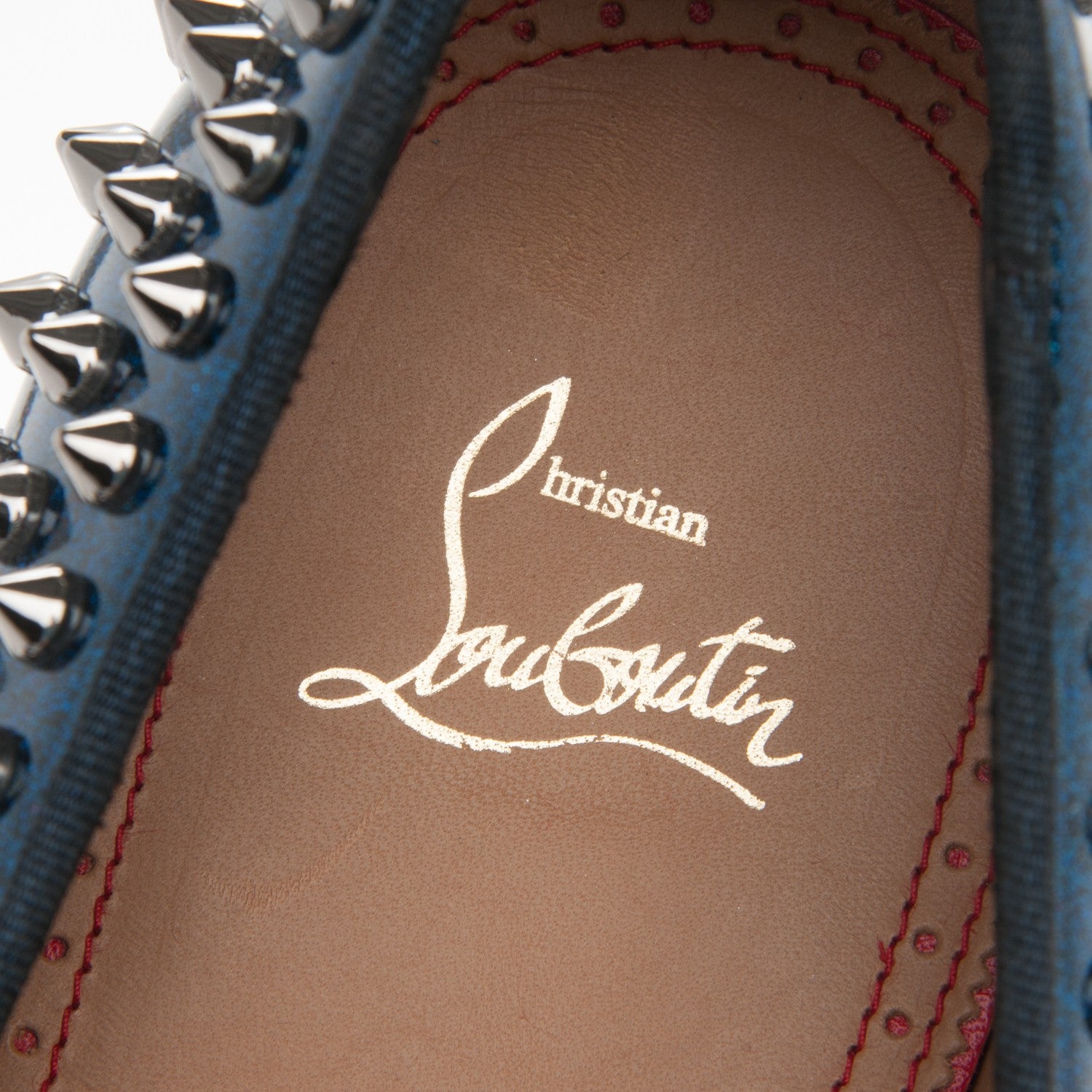 Christian Louboutin Mens Patent Dandelion Spikes Flat Loafers 43 Gunmetal Multi 7 of 7
