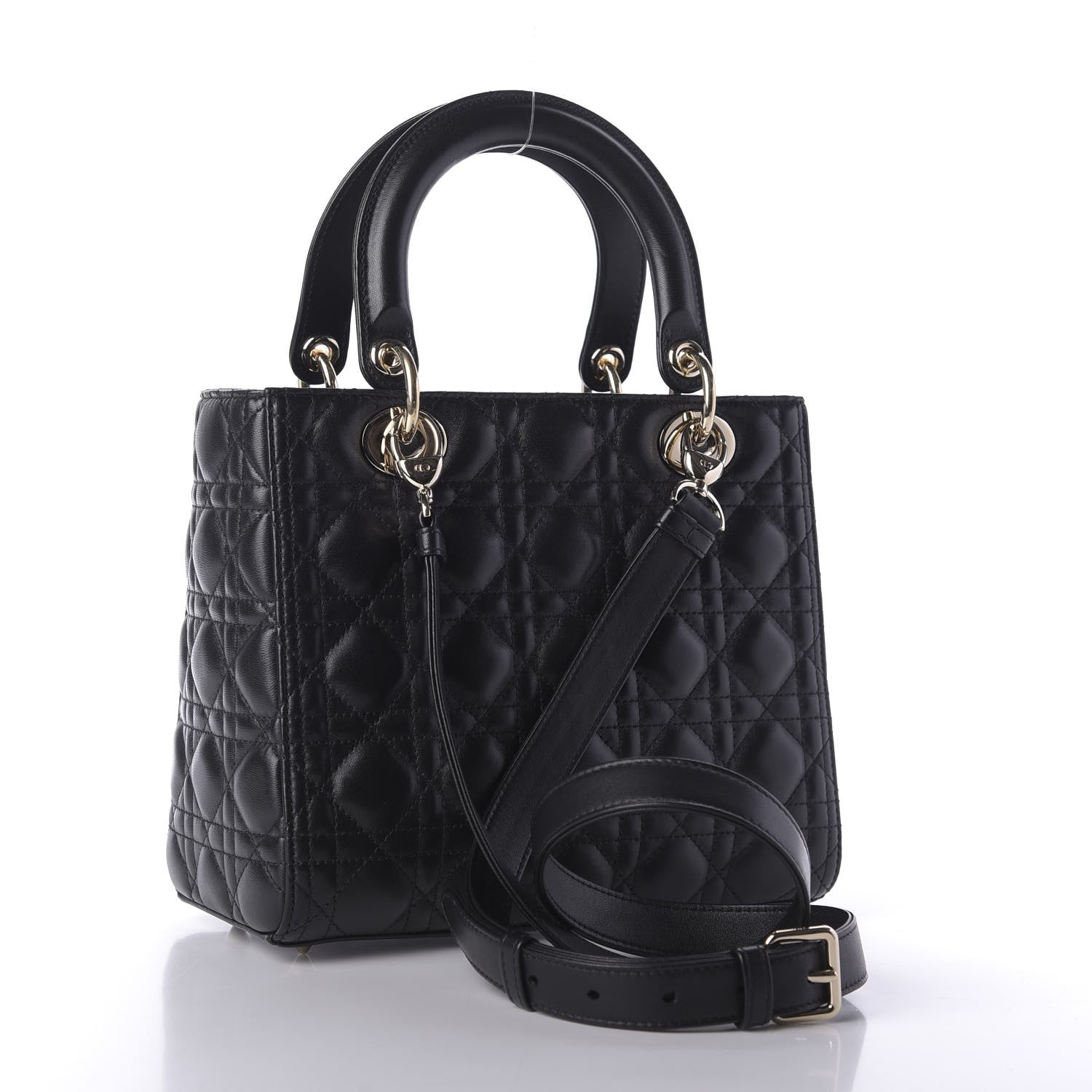 Christian Dior Lambskin Cannage Medium Lady Dior Black 4 of 9