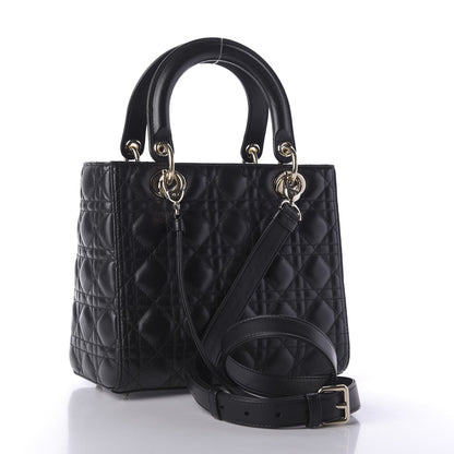 Christian Dior Lambskin Cannage Medium Lady Dior Black 4 of 9