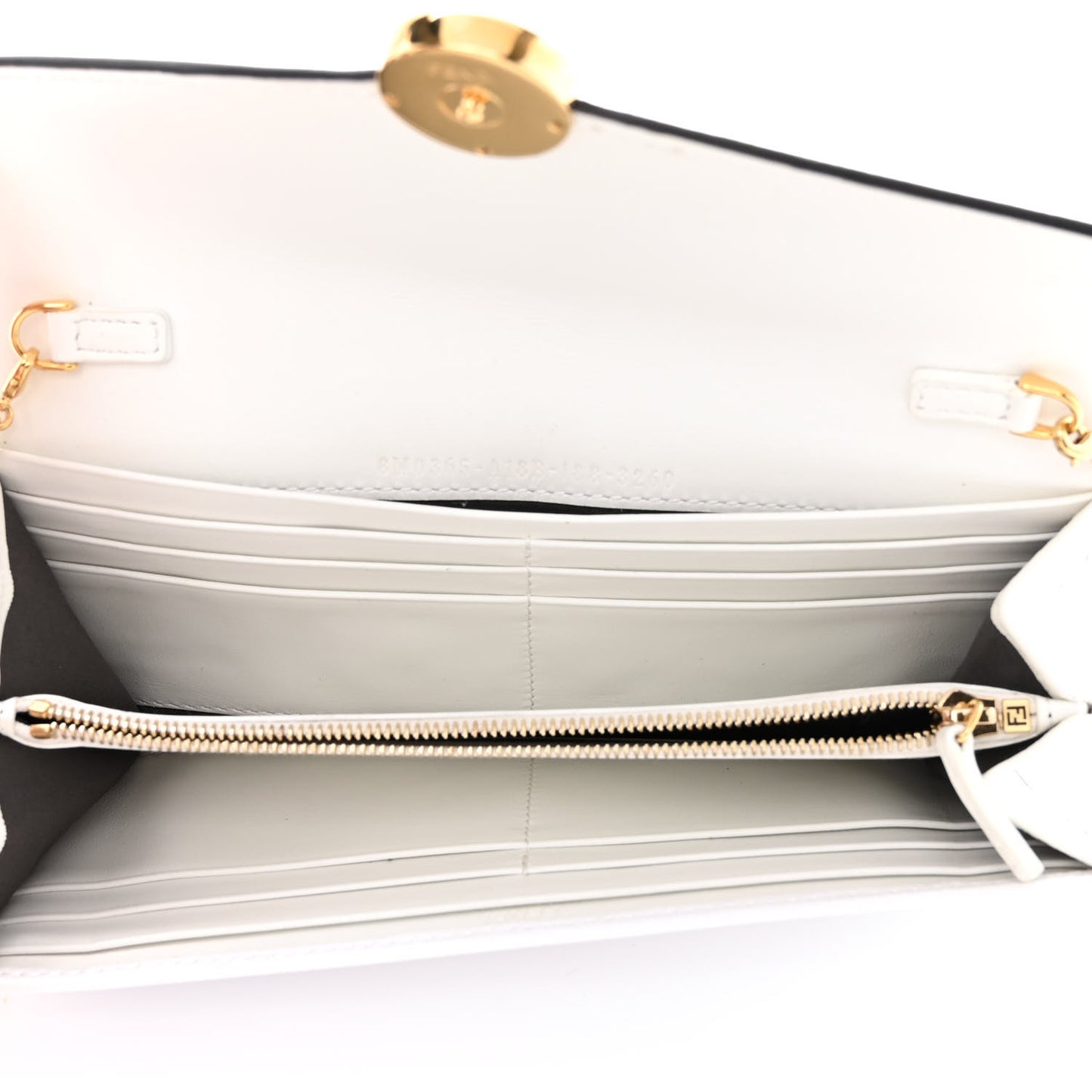 Vitello Cruise F is Fendi Continental Envelope Wallet on Chain Bianco