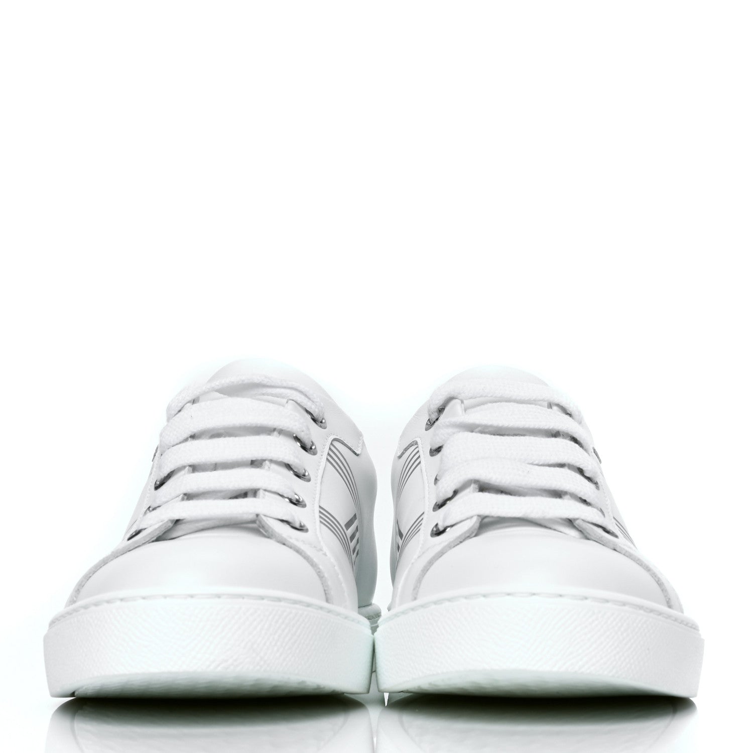 Hermes Calfskin Womens Advantage Sneakers 35 White Gris Argente 2 of 4