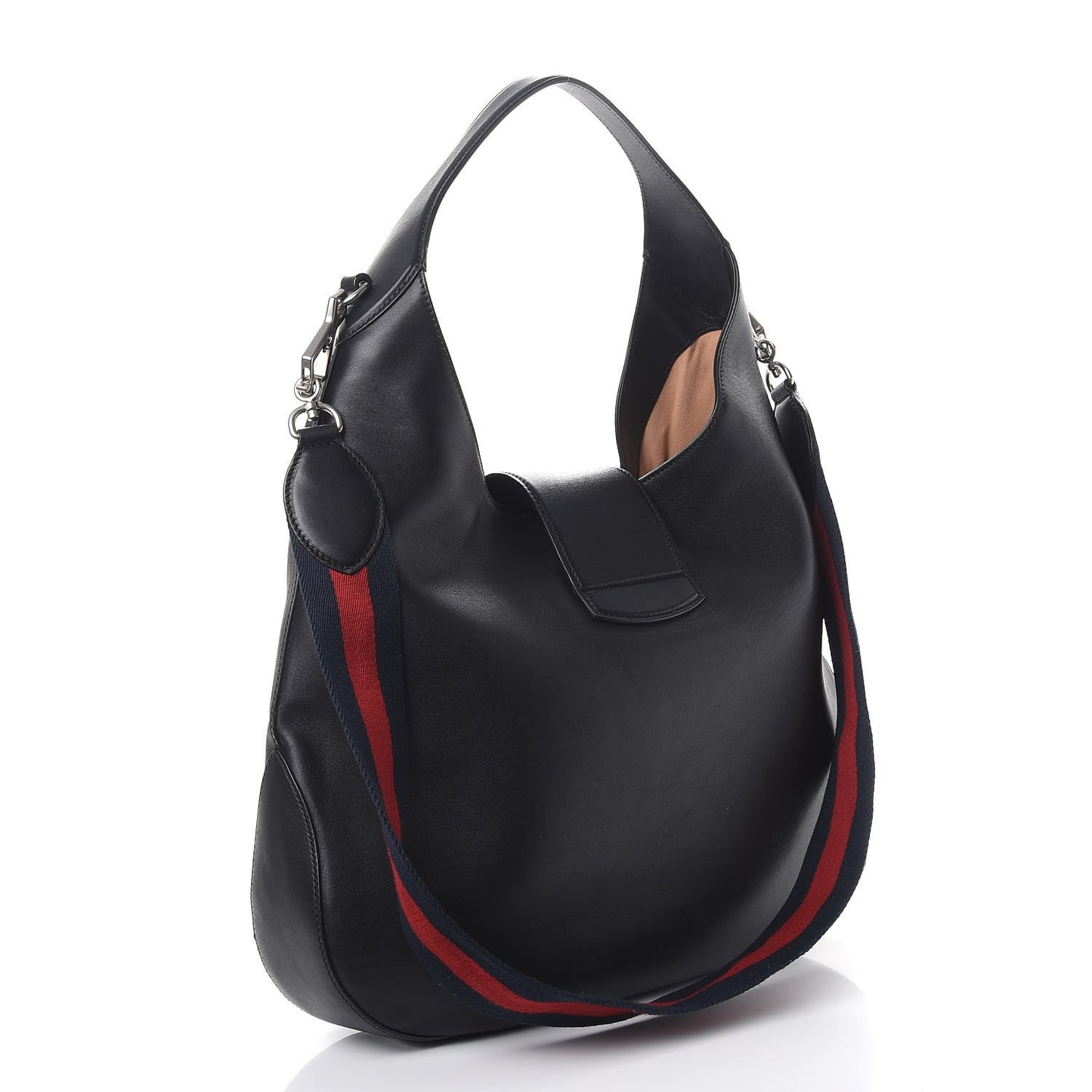 Calfskin Web Tiger Embroidered Large Dionysus Hobo Black
