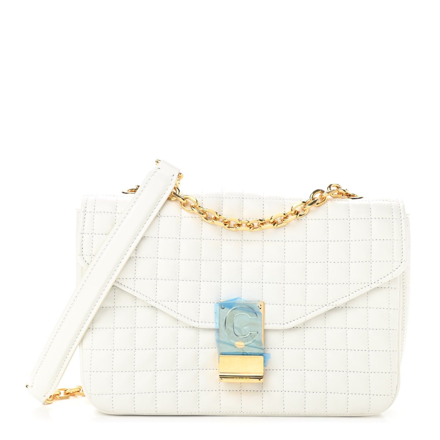 Celine Calfskin Quilted Medium C Bag White 1 of 9