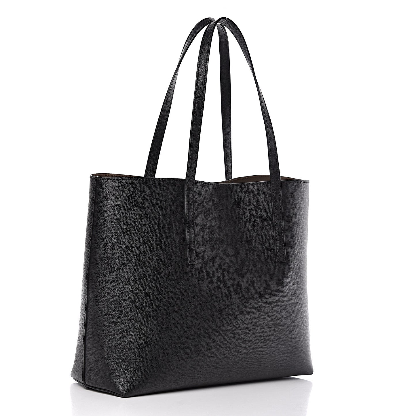 Vitello Vienna Enamel F is Fendi Shopping Tote Black Taupe