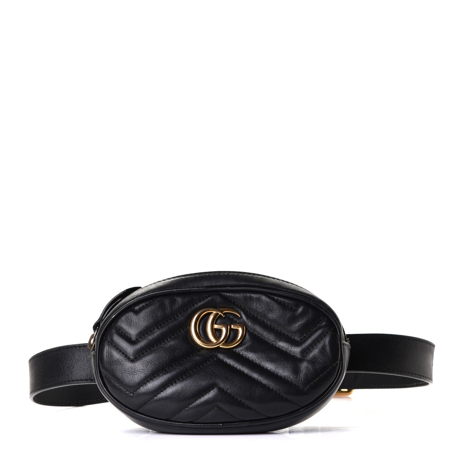 Gucci Calfskin Matelasse GG Marmont Belt Bag 75 30 Black 1 of 6