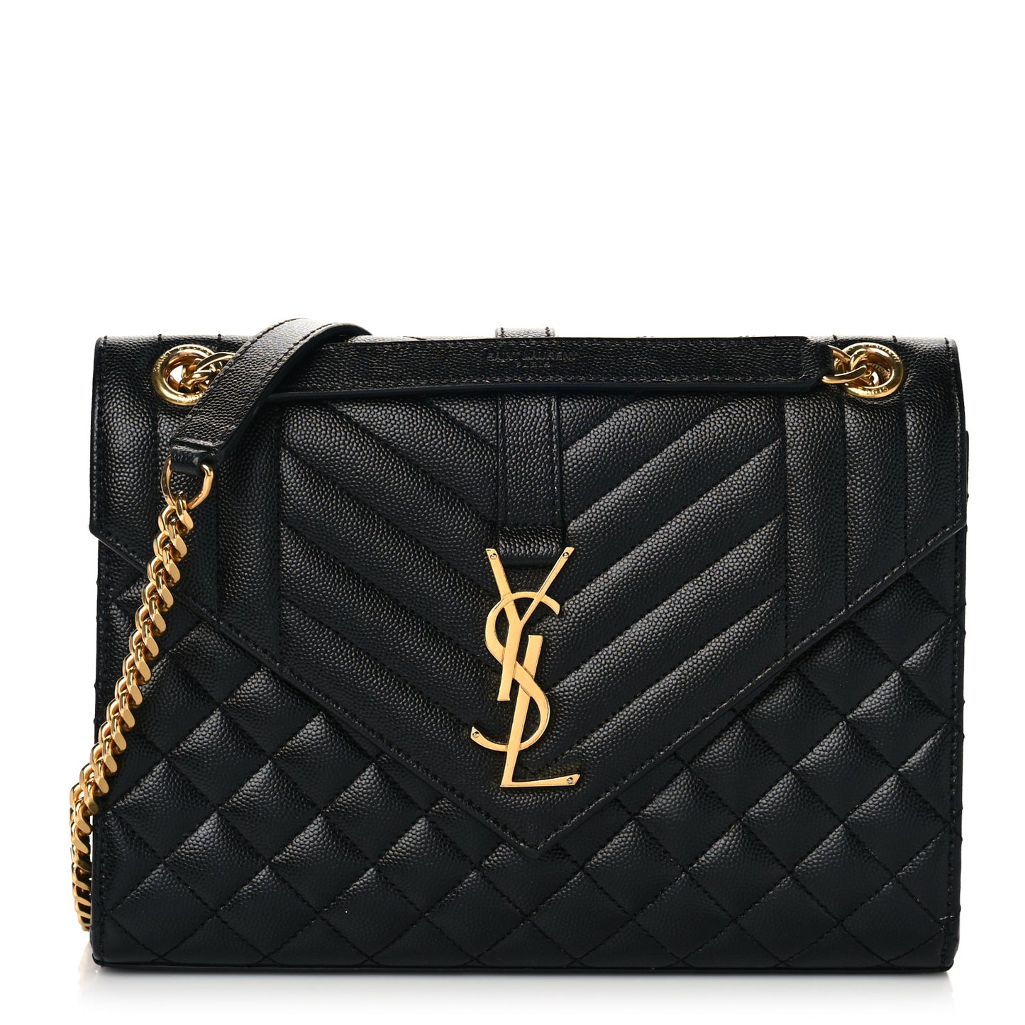 Grain De Poudre Textured Mixed Matelasse Triquilt Medium Monogram Satchel Black