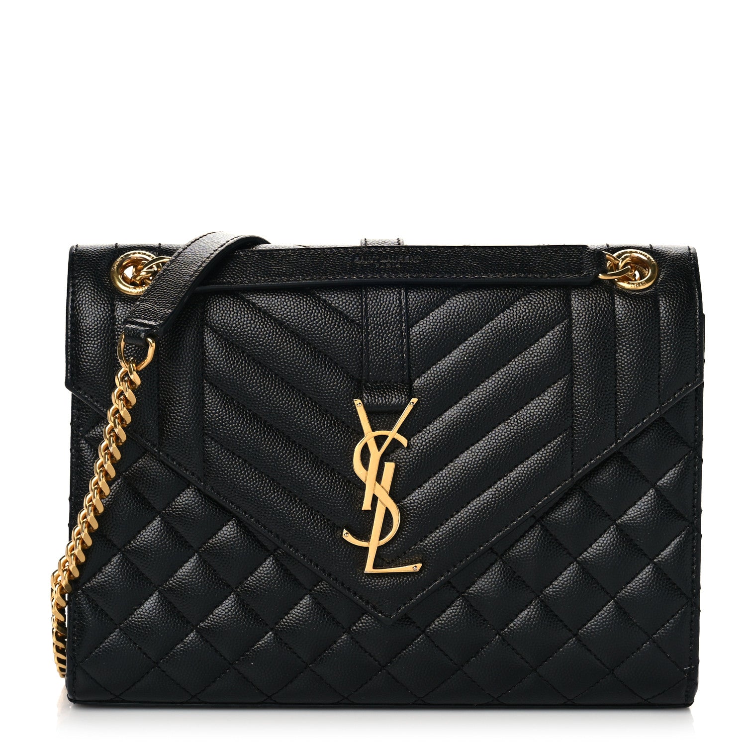 Saint Laurent Grain De Poudre Textured Mixed Matelasse Triquilt Medium Monogram Satchel Black 2 of 9