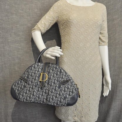 Christian Dior Monogram Saddle Bowler Tote Navy 2 of 10