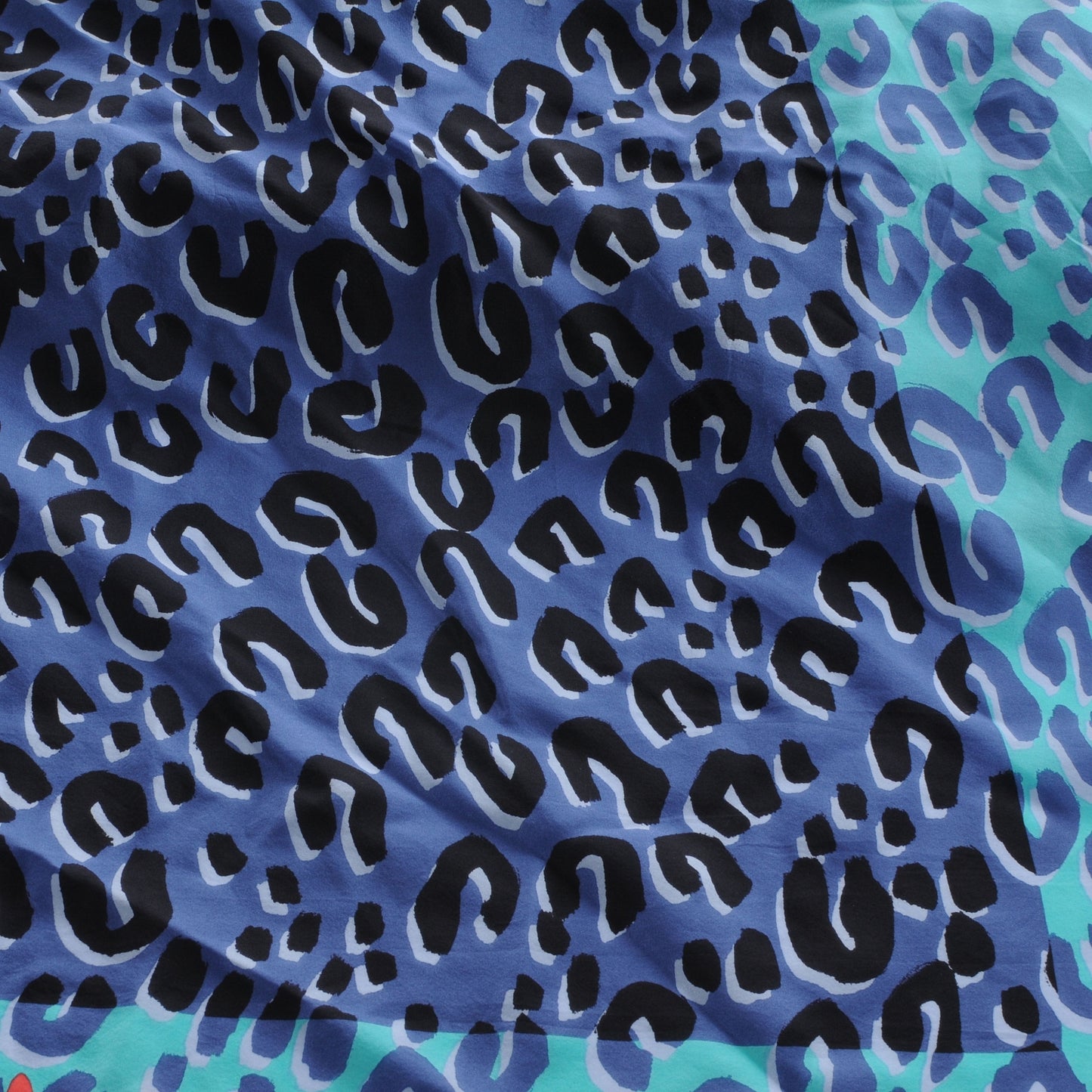 Silk Giant Leopard Square Scarf Blue Lagoon