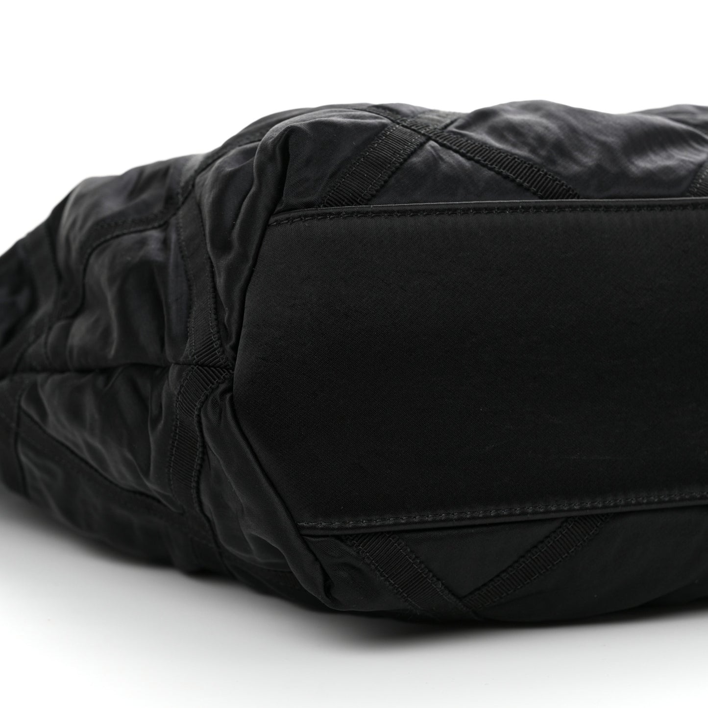 Nylon Grosgrain Quilted Lifestyle Shopping Tote Black