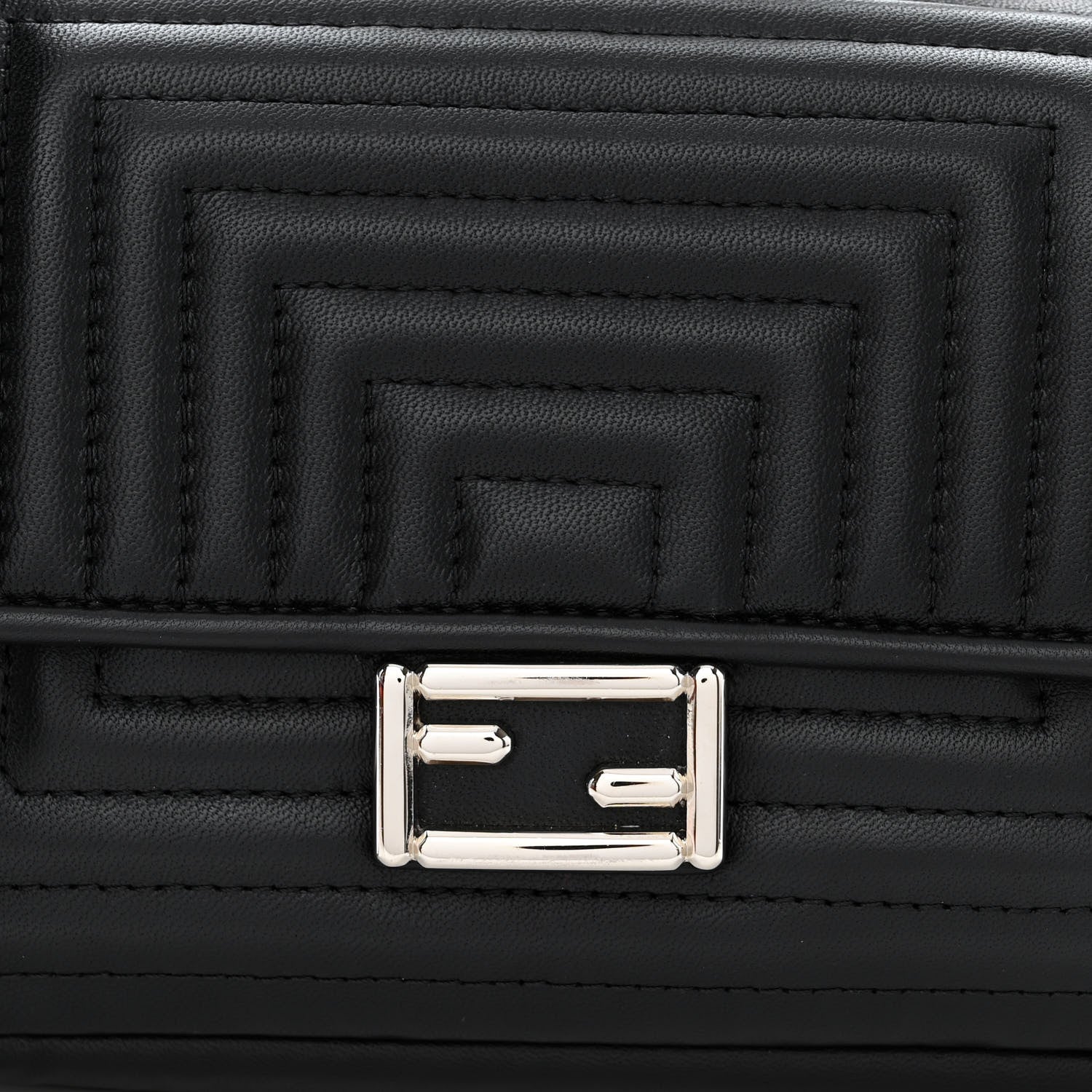 Fendi Shiny Nappa Trapuntata Micro Double Baguette Black 9 of 11