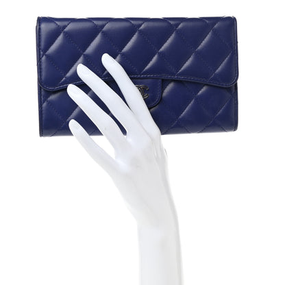 Chanel Lambskin Quilted Large Flap Wallet Navy 2 of 8