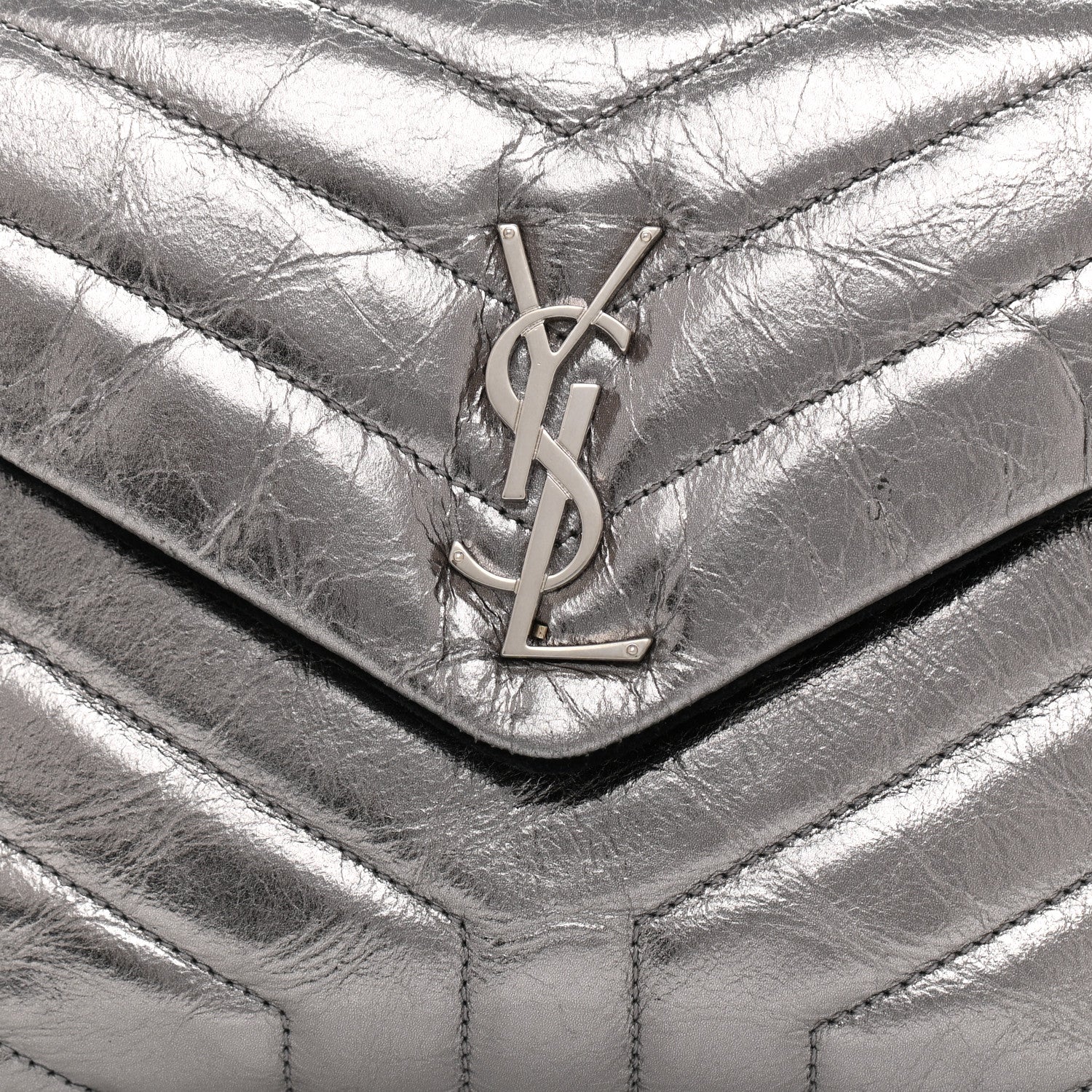Saint Laurent Y Quilted Monogram Small Loulou Chain Satchel Acciaio 8 of 11