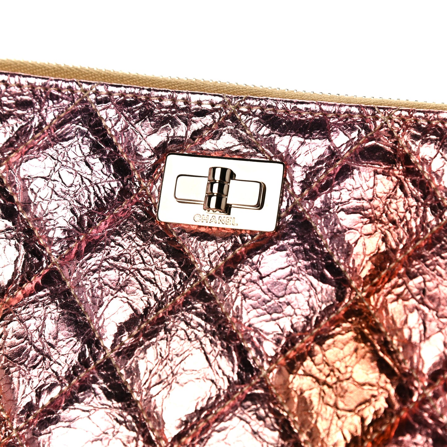 Metallic Goatskin Quilted Medium 2.55 Reissue Cosmetic Case Multicolor