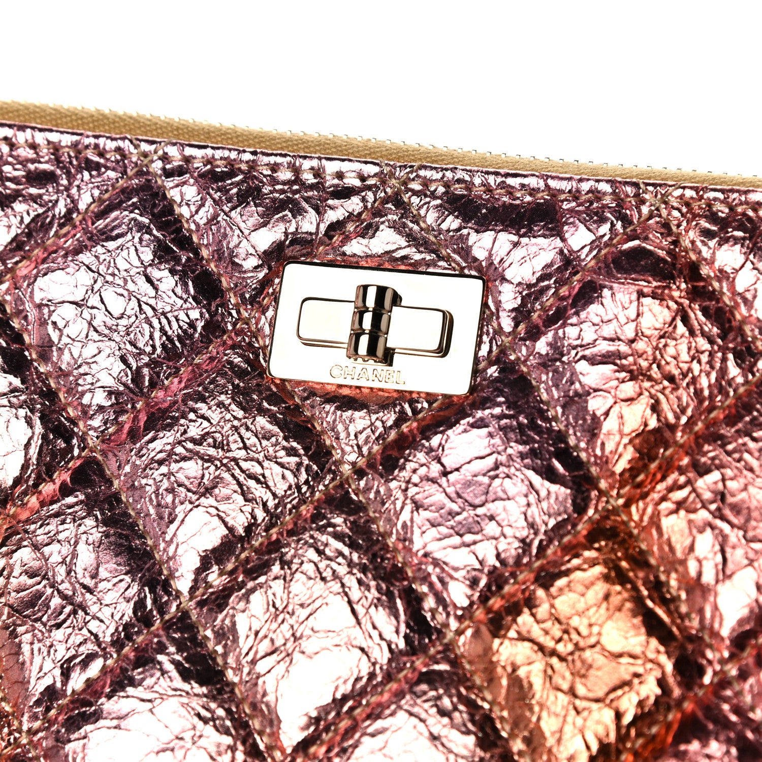 Chanel Metallic Goatskin Quilted Medium 2.55 Reissue Cosmetic Case Multicolor 12 of 12