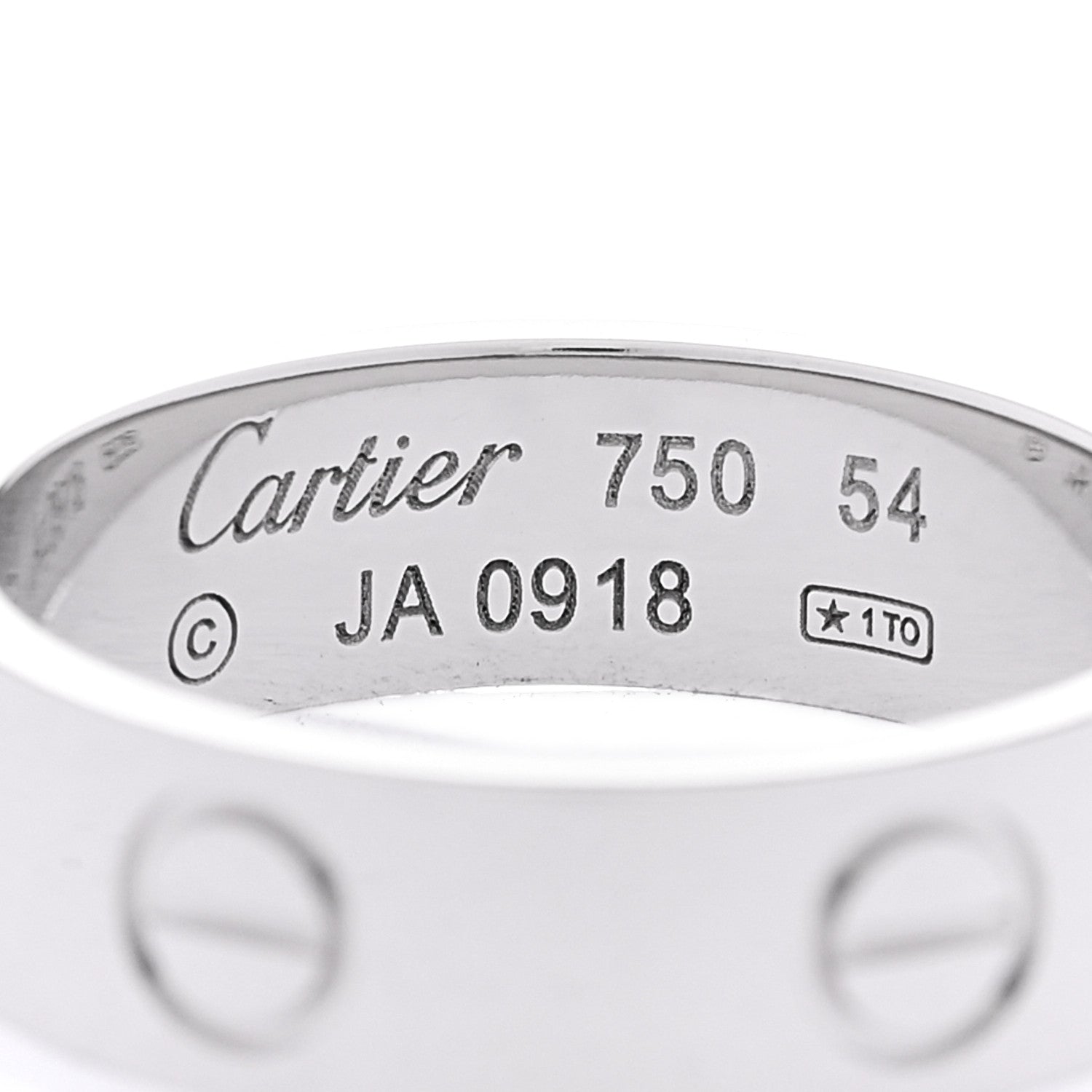 Cartier 18K White Gold 5.5mm LOVE Ring 54 6.75 4 of 5