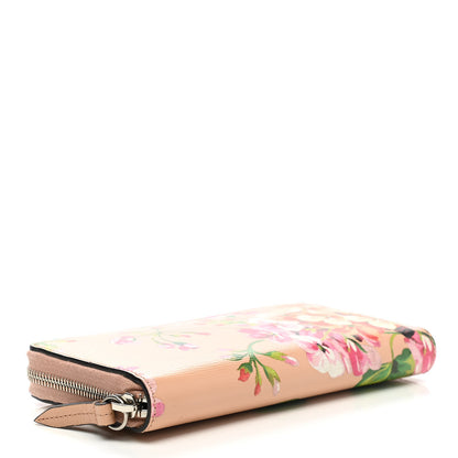 Gucci Shangai Calfskin Blooms Print Zip Around Wallet Pink Apricot Multicolor 4 of 7