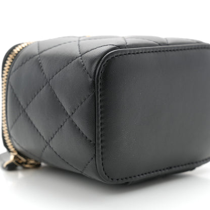 Chanel Lambskin Quilted Mini Pearl Crush Vanity Case With Chain Black 8 of 10