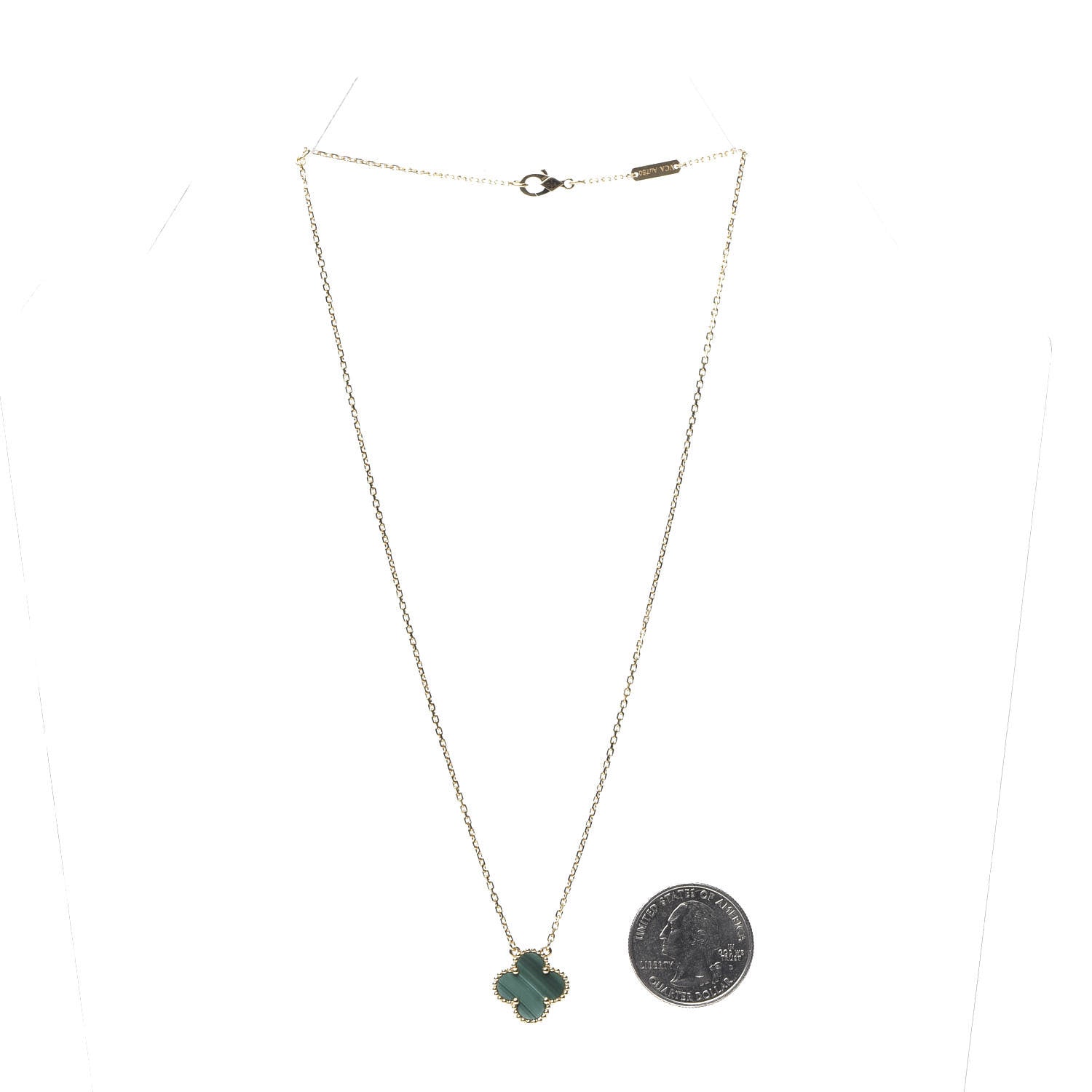 Van Cleef & Arpels 18K Yellow Gold Malachite Vintage Alhambra Pendant Necklace 3 of 6