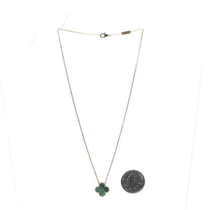 Van Cleef & Arpels 18K Yellow Gold Malachite Vintage Alhambra Pendant Necklace 3 of 6