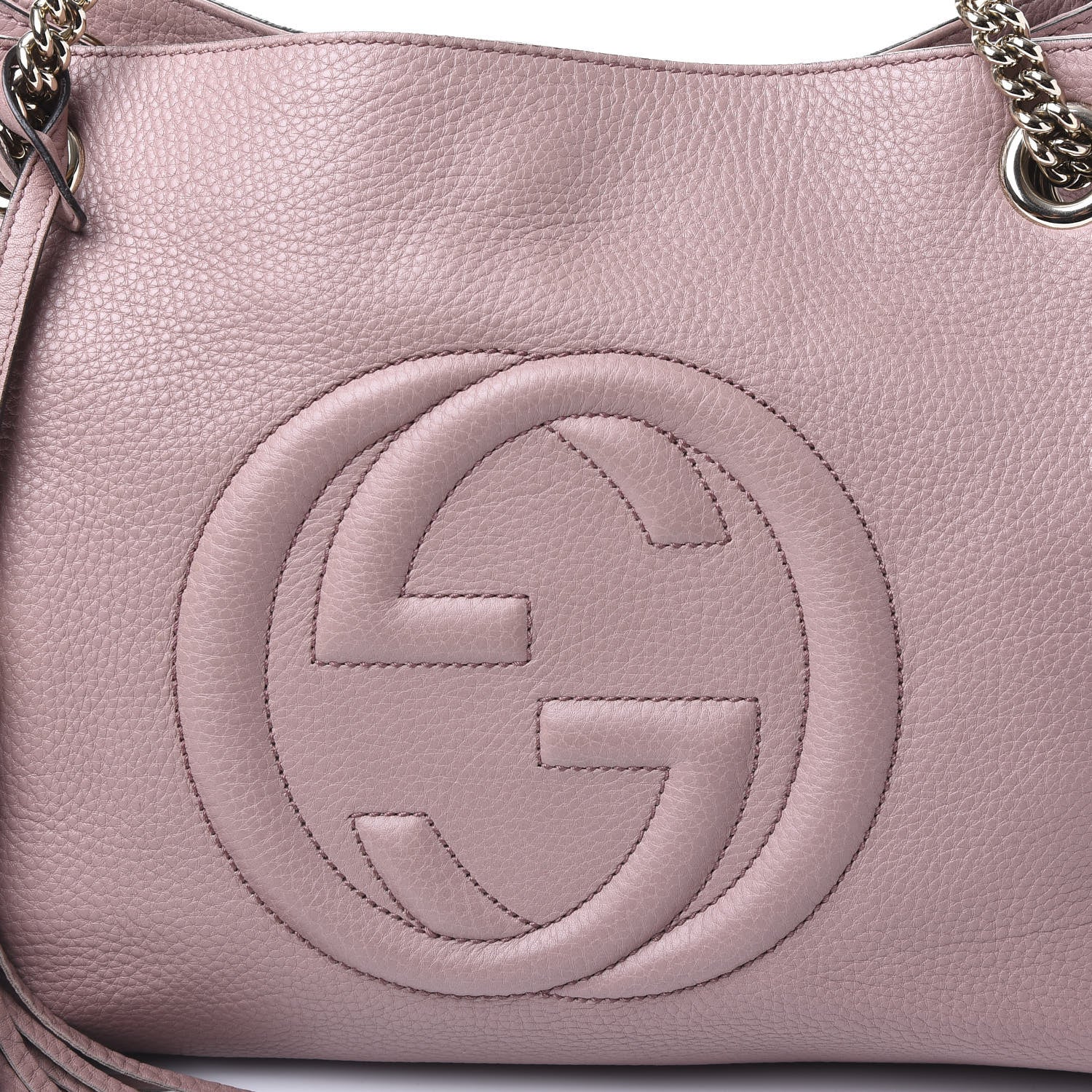 Gucci Pebbled Calfskin Medium Soho Chain Shoulder Bag Dark Cipria 12 of 12