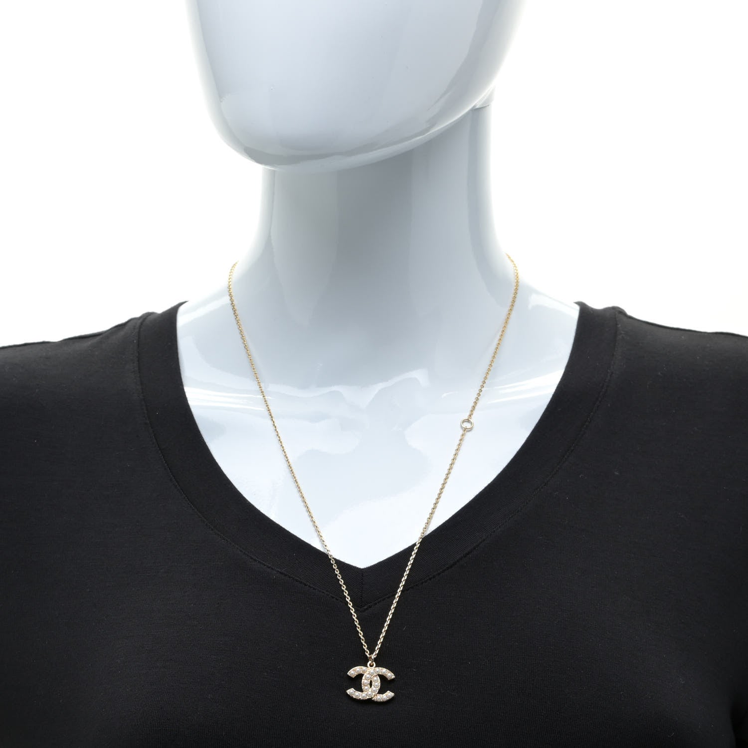 Chanel Pearl CC Pendant Necklace Gold 2 of 7
