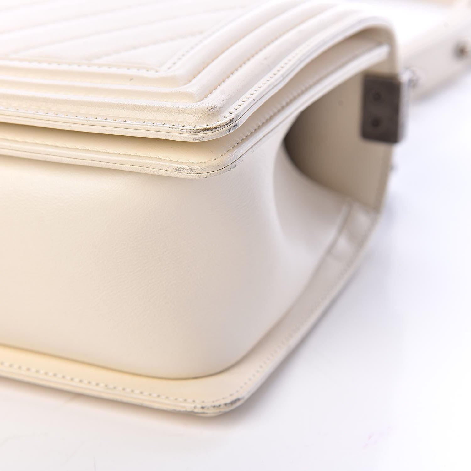 Chanel Calfskin Chevron Quilted Medium Boy Flap Ivory 13 of 13